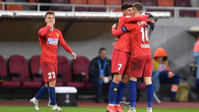 Florinel Coman and Florin Tanase during the game between FCSB and CFR Cluj, Round 28 of Liga 1 Romania, in Bucharest, Friday 19 March 2021. (Photo by Alex Nicodim/NurPhoto via Getty Images)