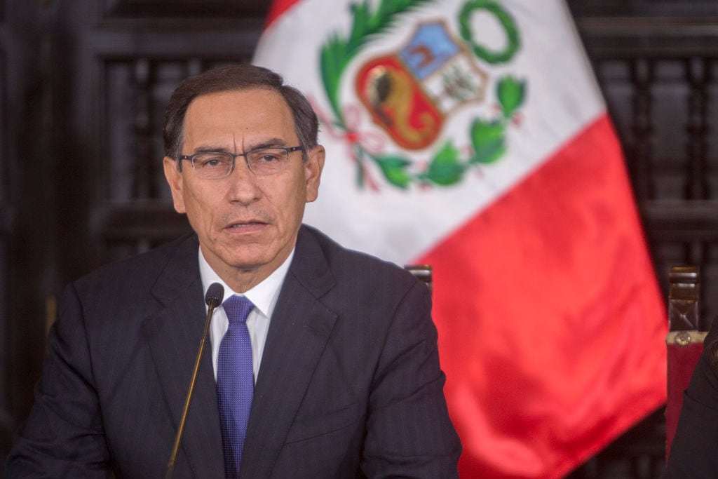 Martín Vizcarra durante un discurso presidencial en Lima