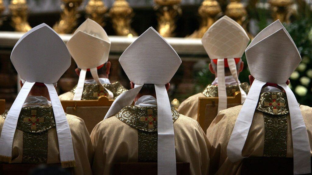 VATICAN CITY - MARCH 24: Cardinals face the altar as Colombian Cardinal Alfonso Lopez Trujillo gives the Mass of The Lords Supper in St Peter's Basilica March 24, 2005 in Vatican City. Presiding over the solemn Mass of the Last Supper, Cardinal Alfonso Lopez Trujillo relayed a message from the absent and frail Pope John Paul II "In mind and in heart I am close to you" The Pope said. (Photo by Christopher Furlong/Getty Images)