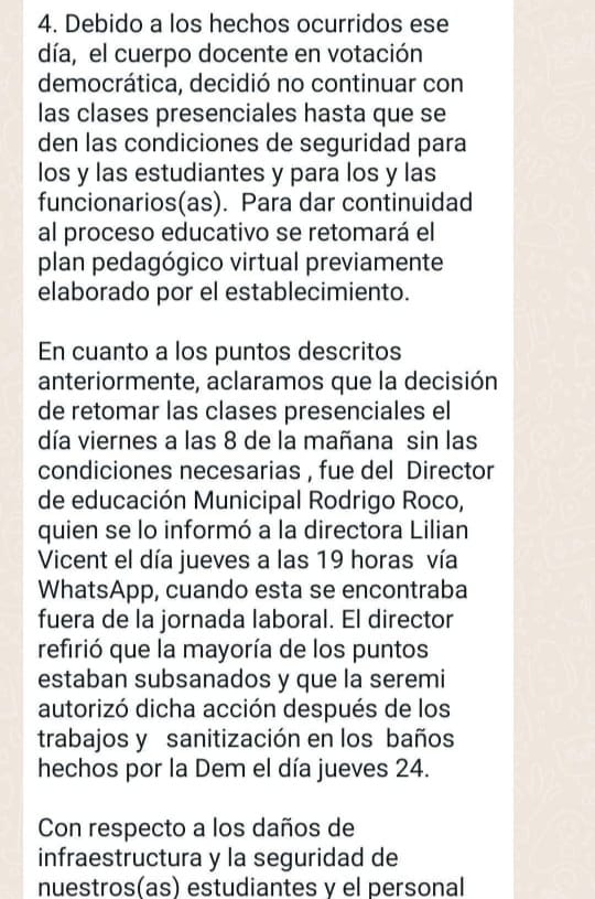 Dirección Liceo Darío Salas | Comunicado
