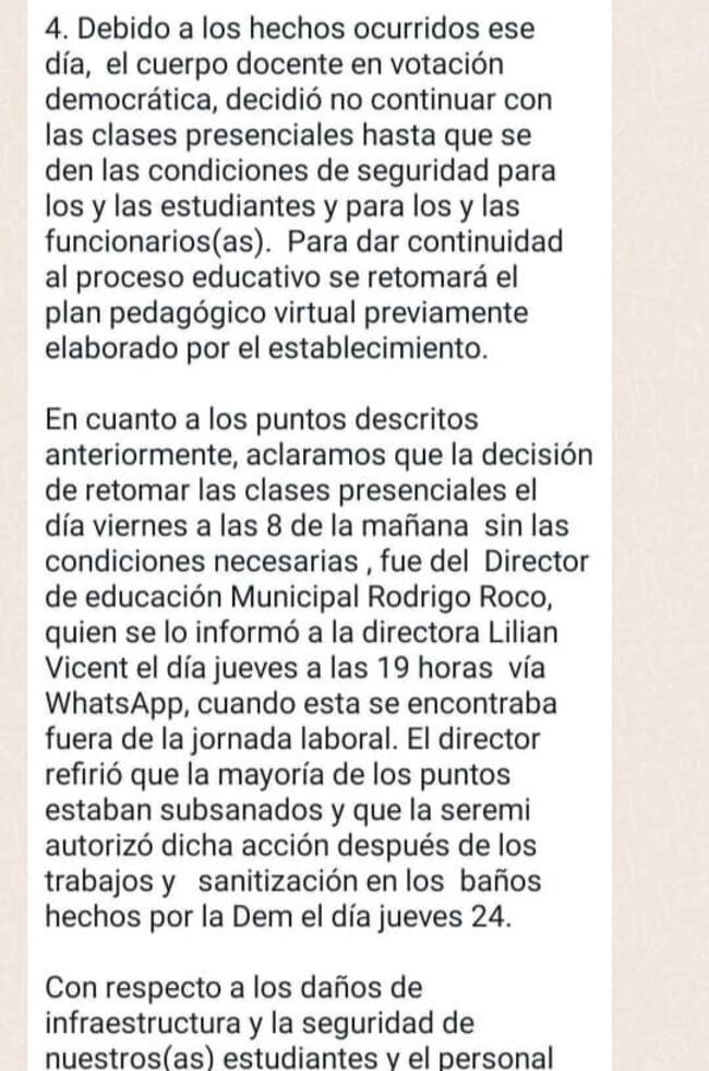 Dirección Liceo Darío Salas | Comunicado