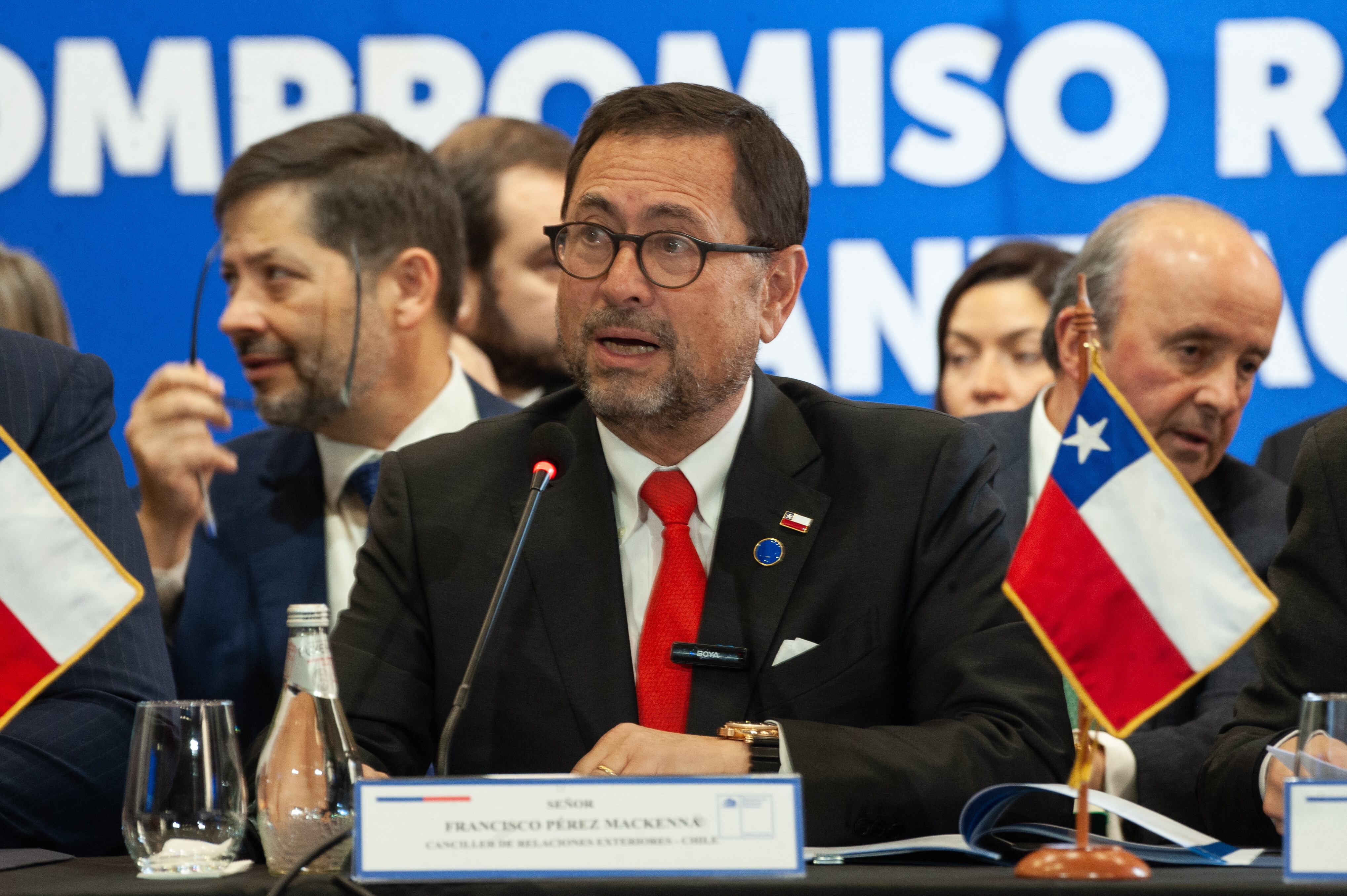 28 DE MAYO DEL 2026 / SANTIAGO El ministro de Relaciones Exteriores, Francisco Pérez Mackenna, participa en la inauguración de la Reunión de Alto Nivel Compromiso Regional de Santiago Contra la Delincuencia Organizada Transnacional. FOTO: VICTOR HUENANTE / AGENCIAUNO