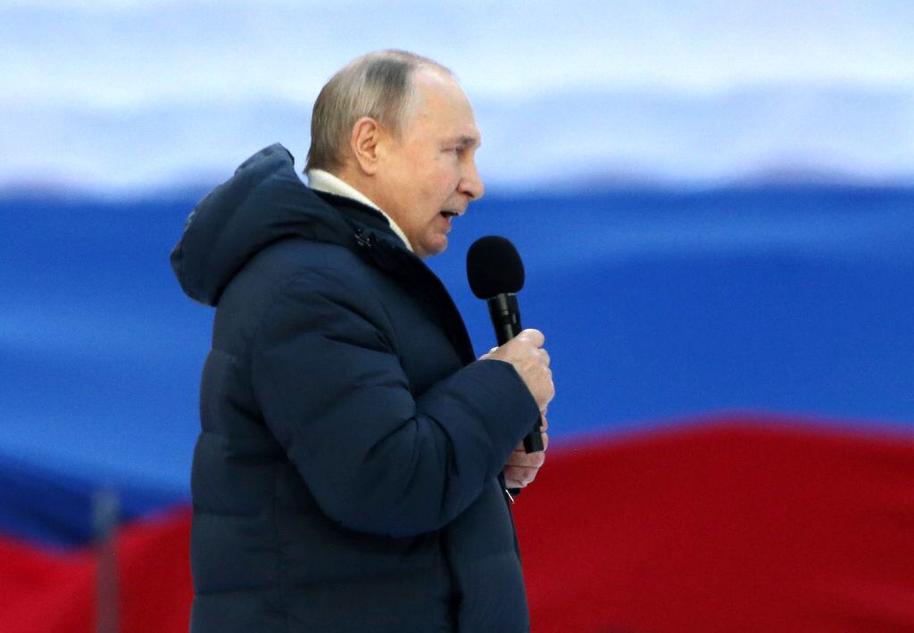 El presidente ruso Vladimir Putin durante un acto en su apoyo en Moscú