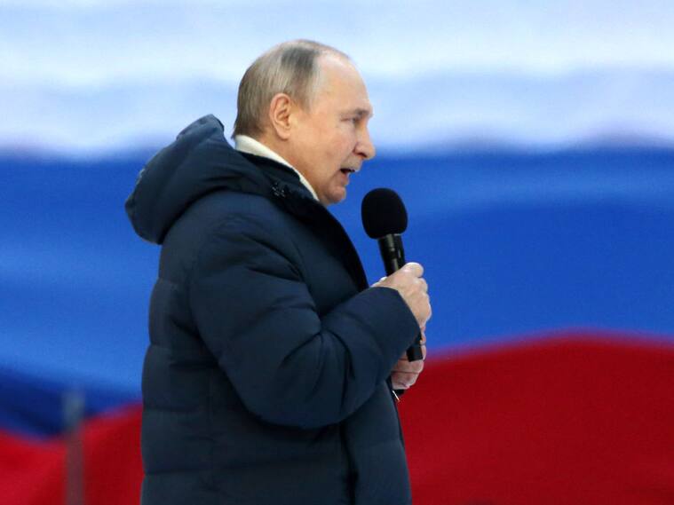 El presidente ruso Vladimir Putin durante un acto en su apoyo en Moscú
