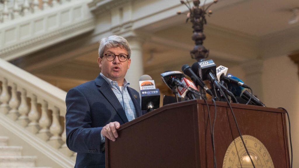ATLANTA, GA - NOVEMBER 05: Gabriel Sterling, the Voting Systems Manager for the Secretary of State's Office speaks to the media on November 5, 2020 in Atlanta, Georgia. Ballots are still being counted in Georgia and the results of the presidential election are too close to call. (Photo by Megan Varner/Getty Images)