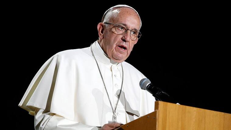 MALMO, SWEDEN - OCTOBER 31: Pope Francis gives a speech during the 'Together in Hope' event at Malmo Arena on October 31, 2016 in Malmo, Sweden. The Pope is on 2 days visit attending Catholic-Lutheran Commemoration in Lund and Malmo. (Photo by Michael Campanella/Getty Images)