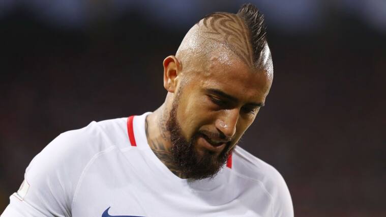 MOSCOW, RUSSIA - JUNE 18: Arturo Vidal of Chile looks dejected during the FIFA Confederations Cup Russia 2017 Group B match between Cameroon and Chile at Spartak Stadium on June 18, 2017 in Moscow, Russia. (Photo by Buda Mendes/Getty Images)