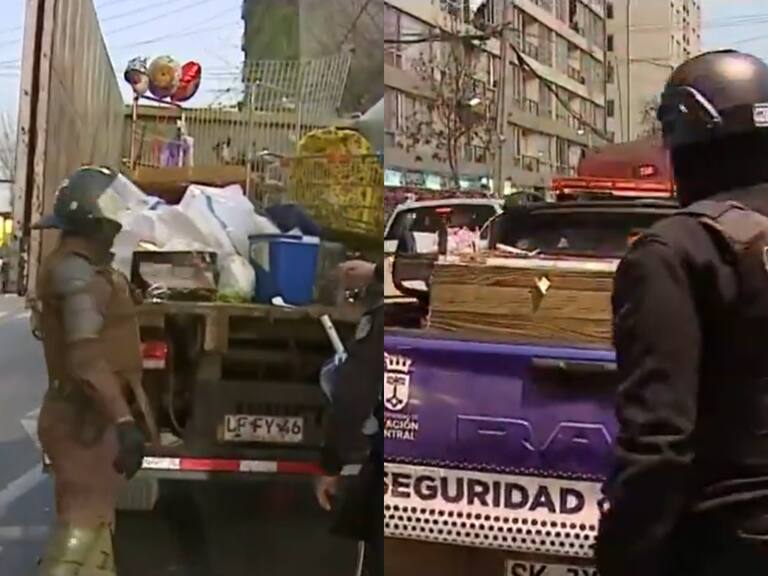 Les lanzaron basura desde edificios: agreden a periodistas y carabineros en medio de operativo contra comercio ambulante en Estación Central