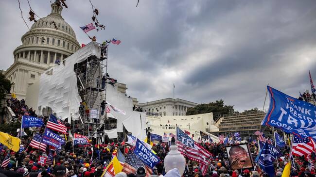 WASHINGTON, DC - JANUARY 6: Trump supporters clash with police and security forces as people try to storm the US Capitol on January 6, 2021 in Washington, DC. Demonstrators breeched security and entered the Capitol as Congress debated the 2020 presidential election Electoral Vote Certification. (photo by Brent Stirton/Getty Images)