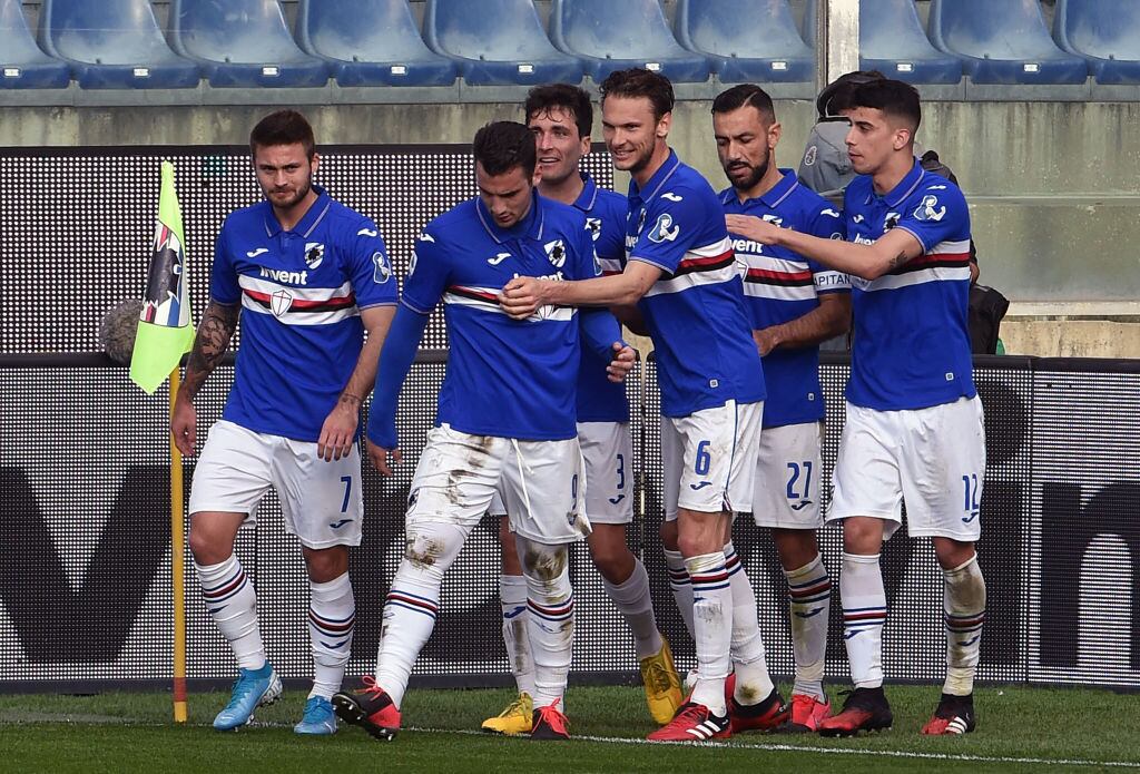 Sampdoria celebra un gol ante Hellas Verona en el Calcio