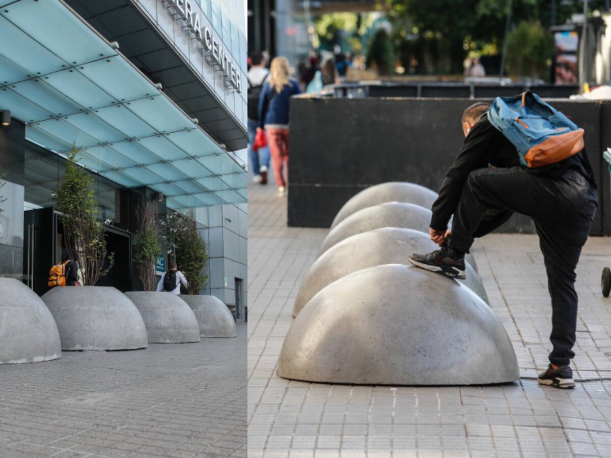 ¿Un proyecto fallido? Así luce la vereda frente al Costanera Center tras la instalación de esferas gigantes de concreto