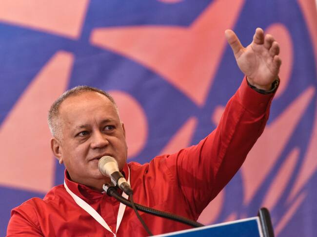 CARACAS, VENEZUELA - JANUARY 22: Constituent Assembly President Diosdado Cabello gestures during a meeting of the World Group Against Imperialism at Salon del Bicentenario of Alba Hotel on January 22, 2020 in Caracas, Venezuela. (Photo by Carolina Cabral/Getty Images)