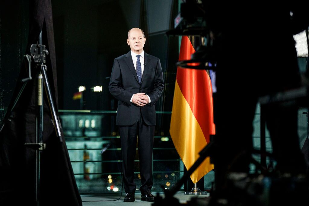 El canciller germano Olaf Scholz emita su mensaje de 31 de diciembre de 2021