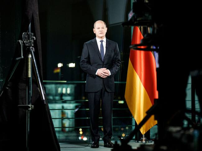 El canciller germano Olaf Scholz emita su mensaje de 31 de diciembre de 2021