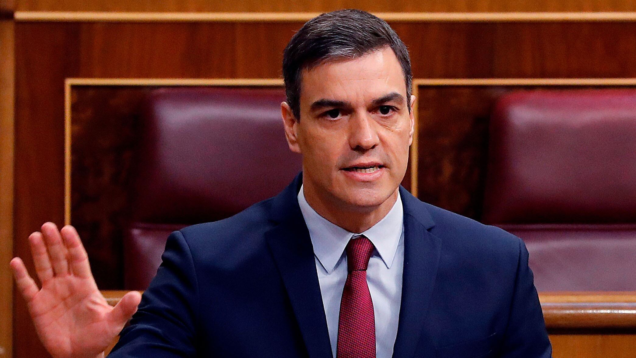 Spanish Prime Minister Pedro Sanchez delivers a speech during question time at the Lower House in Madrid on May 13, 2020. - One of the world's worst-hit countries in which the virus has killed nearly 27,000 people, Spain has begun a cautious process of slowly lifting its stringent mid-March lockdown. (Photo by Andres BALLESTEROS / POOL / AFP) (Photo by ANDRES BALLESTEROS/POOL/AFP via Getty Images)