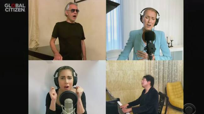 Lady Gaga, Celine Dion, John Legend y Andrea Bocelli hicieron "The Prayer"