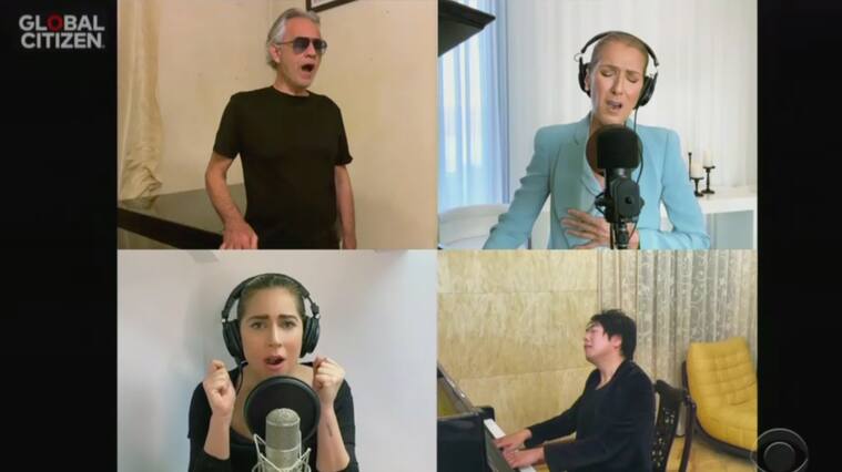 Lady Gaga, Celine Dion, John Legend y Andrea Bocelli hicieron "The Prayer"