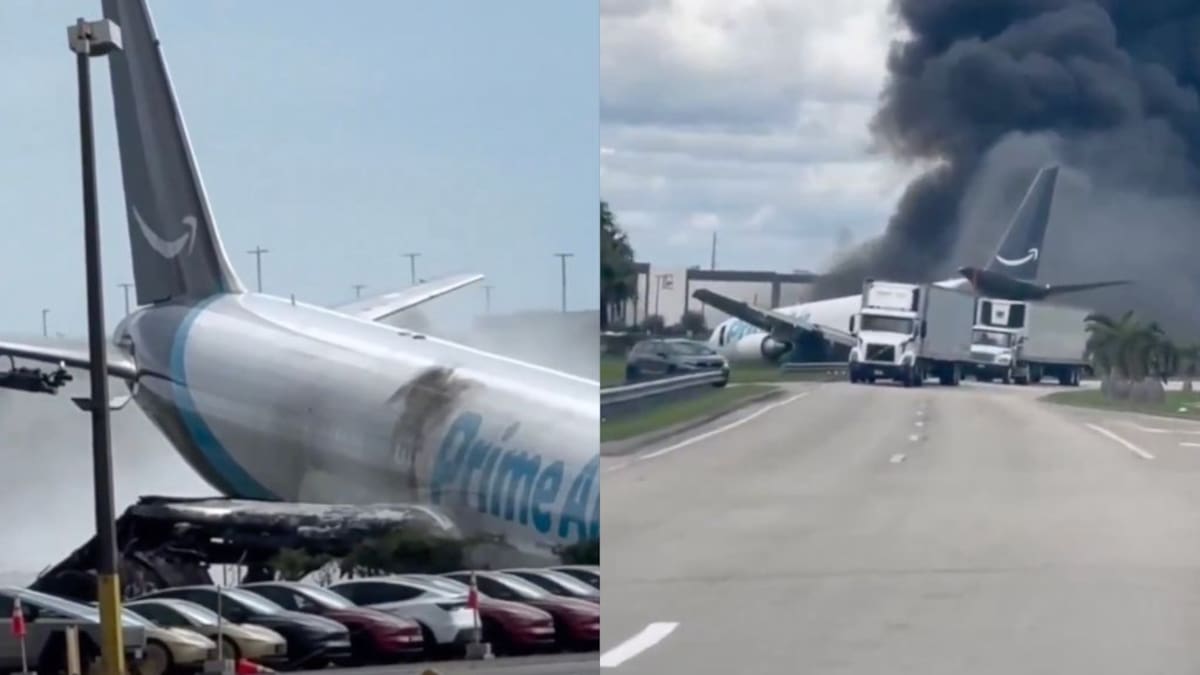 Alerta aérea en Estados Unidos: avión se sale de la pista, impacta vehículos y provoca un incendio en Miami