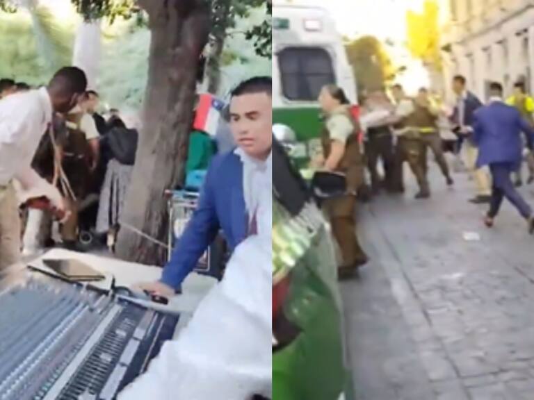 Grupo evangélico agrede a carabineros en Plaza de Armas: cuatro funcionarios lesionados