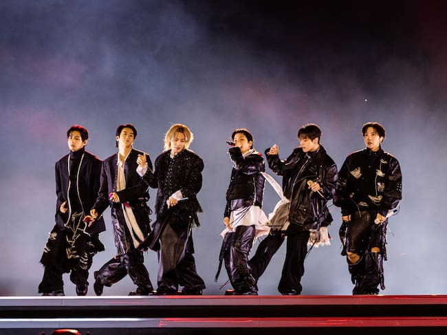 (L to R) SUGA, JIMIN, JIN, JUNG KOOK, V, J-HOPE, RM at BTS The Comeback Live | Arirang at Gwanghwamun Square on March 21st in Seoul, Korea / BIGHIT MUSIC AND NETFLIX © 2026