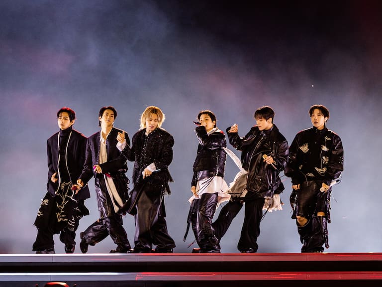 (L to R) SUGA, JIMIN, JIN, JUNG KOOK, V, J-HOPE, RM at BTS The Comeback Live | Arirang at Gwanghwamun Square on March 21st in Seoul, Korea / BIGHIT MUSIC AND NETFLIX © 2026