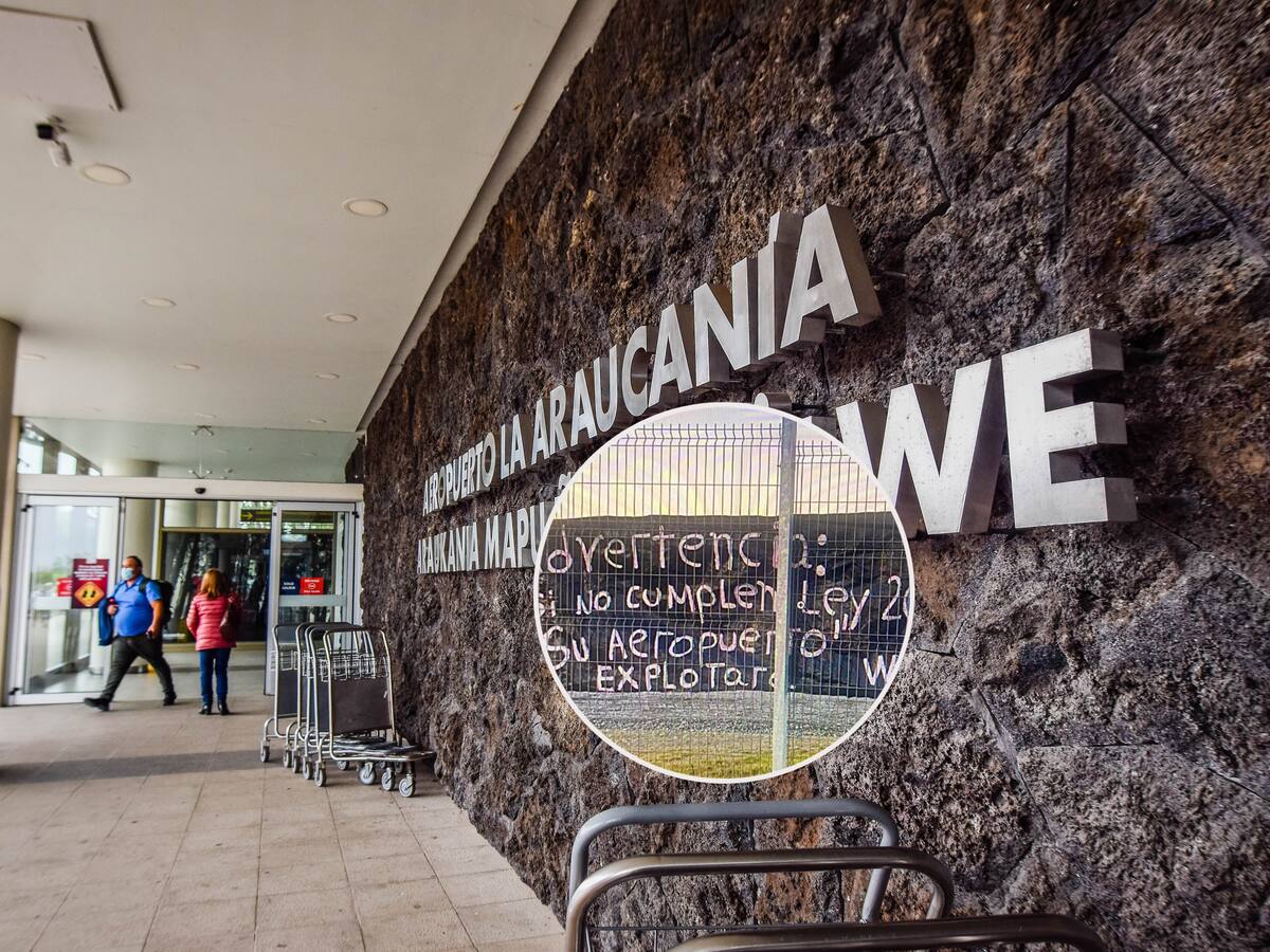 “Si no se cumple con la ley...”: lienzo con amenaza de bomba en aeropuerto de La Araucanía obliga a operativo de seguridad