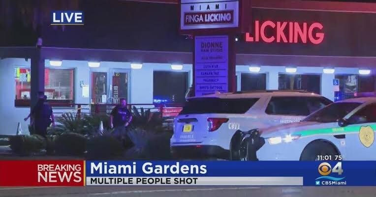 Policías custodian zona del tiroteo ante restaurante en Miami