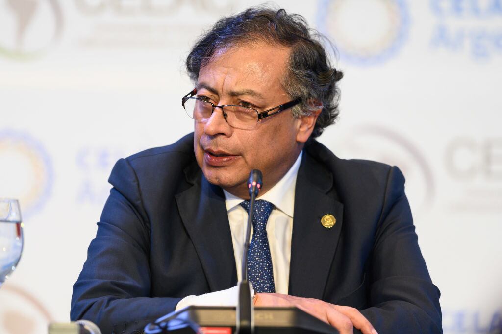 El presidente de Colombia, Gustavo Petro, ante la prensa en la cumbre Celac