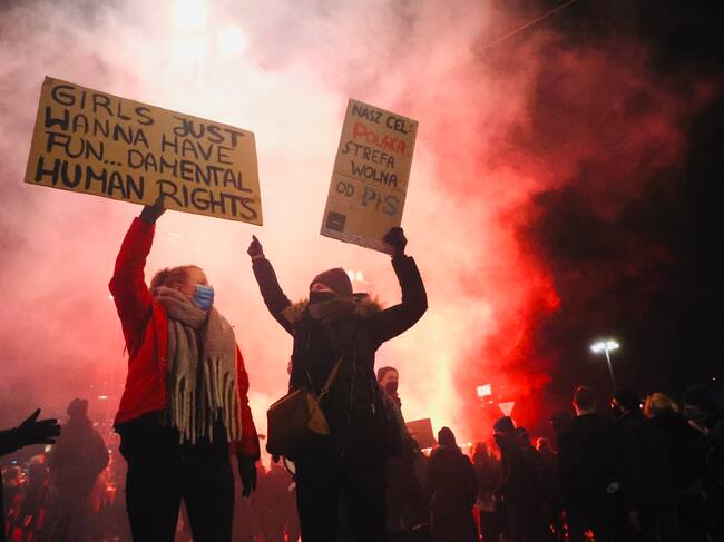 Protestas de mujeres en Varsovia
