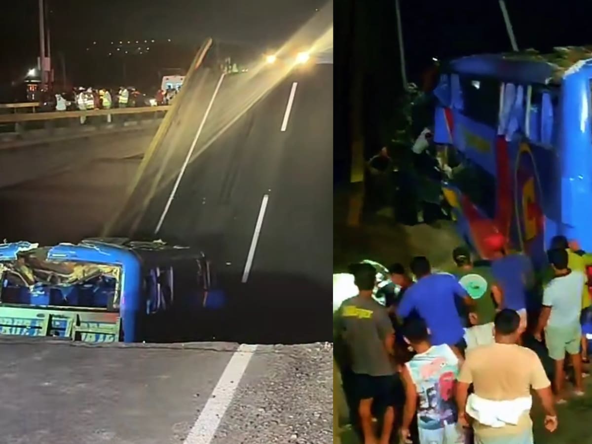 Puente se desploma con bus lleno de pasajeros en Perú: se desconoce el número de heridos