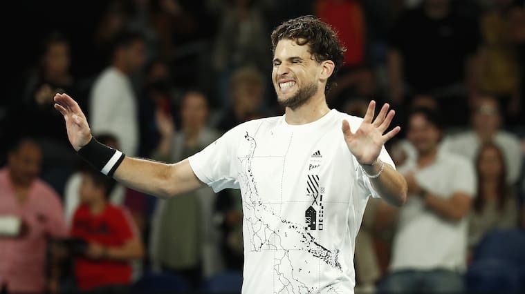MELBOURNE, AUSTRALIA - FEBRUARY 12: Dominic Thiem of Austria celebrates after winning his Men's Singles third round match against Nick Kyrgios of Australia during day five of the 2021 Australian Open at Melbourne Park on February 12, 2021 in Melbourne, Australia. (Photo by Daniel Pockett/Getty Images)