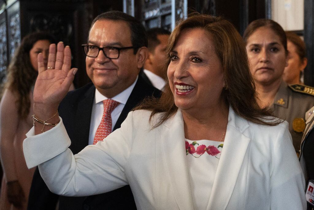 La presidenta interina del Perú, Dina Boluarte, en un evento en Lima