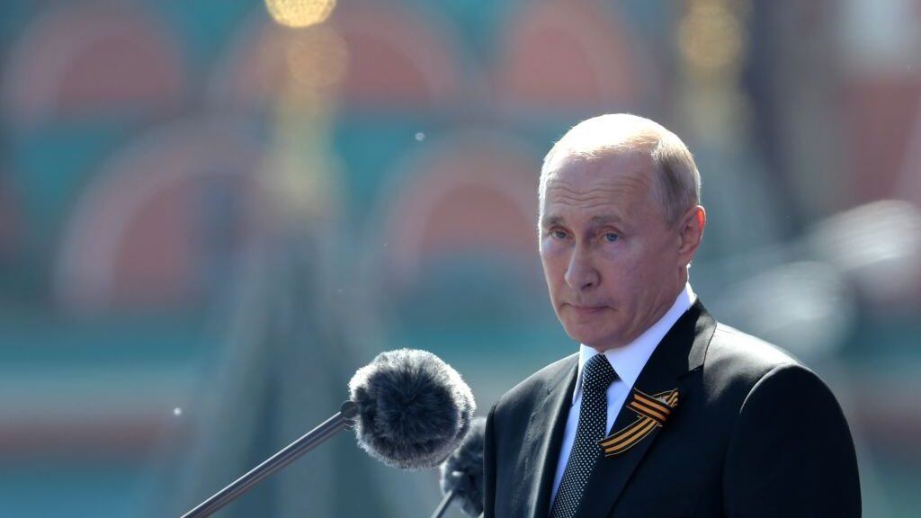 MOSCOW, RUSSIA - JUNE 24: President of Russia and Commander-in-Chief of the Armed Forces Vladimir Putin makes a speech in Red Square during a Victory Day military parade marking the 75th anniversary of the victory in World War II, on June 24, 2020 in Moscow, Russia. The 75th-anniversary marks the end of the Great Patriotic War when the Nazi's capitulated to the then Soviet Union. (Photo by Sergey Guneev - Host Photo Agency via Getty Images )