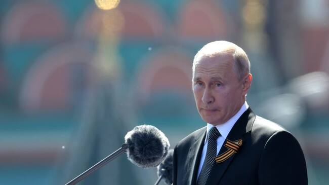 MOSCOW, RUSSIA - JUNE 24: President of Russia and Commander-in-Chief of the Armed Forces Vladimir Putin makes a speech in Red Square during a Victory Day military parade marking the 75th anniversary of the victory in World War II, on June 24, 2020 in Moscow, Russia. The 75th-anniversary marks the end of the Great Patriotic War when the Nazi's capitulated to the then Soviet Union. (Photo by Sergey Guneev - Host Photo Agency via Getty Images )