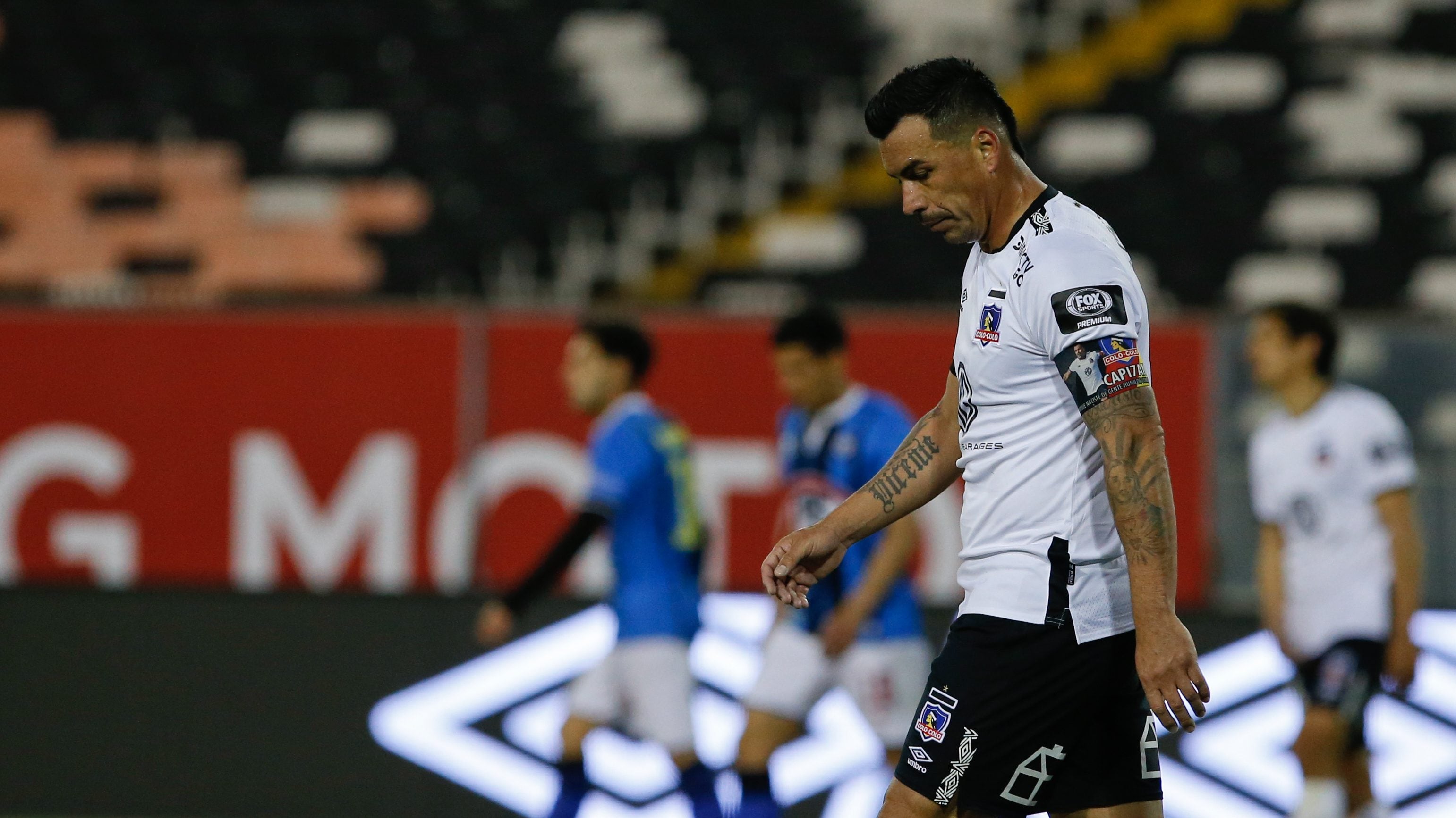 3 de Octubre del 2020/SANTIAGOEsteban Paredes(c) se lamenta ,durante el partido valido por la Decimotercera fecha del Campeonato Nacional AFP PlanVital 2020, entre Colo Colo vs Huachipato, disputado en el Estadio Monumental.
FOTO:FRANCISCO LONGA/AGENCIAUNO