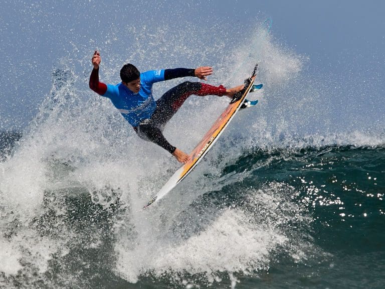 A CORUNA, SPAIN - AUGUST 30: Manuel Selman of Chile in action during the third day of the Pantin Classic Galicia Pro at Pantin beach on August 30, 2018 in A Coruna, Spain. (Photo by Quality Sport Images/Getty Images)
