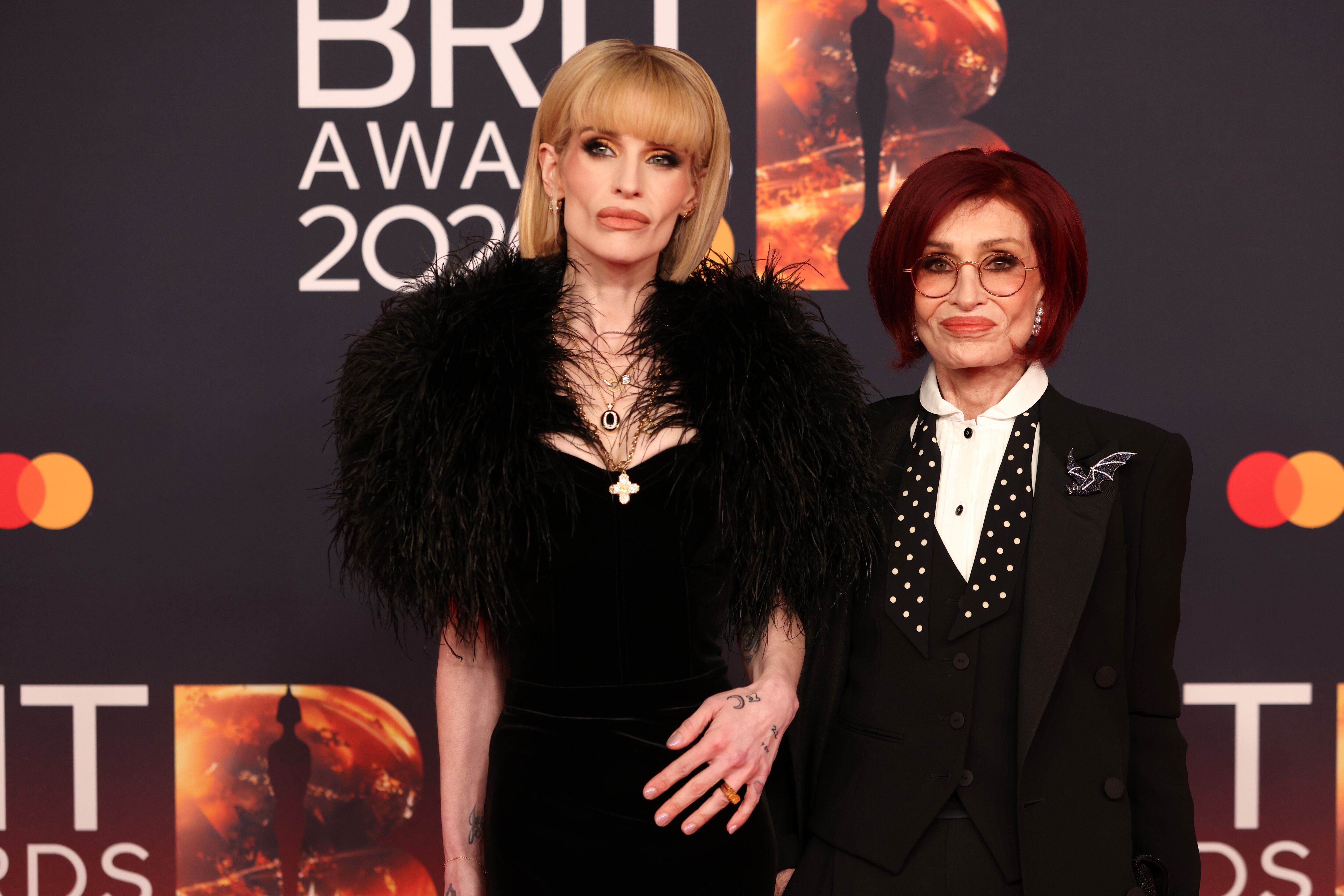 MANCHESTER, ENGLAND - FEBRUARY 28: (EDITORIAL USE ONLY) Kelly Osbourne and Sharon Osbourne attend The BRIT Awards 2026 at Co-op Live on February 28, 2026 in Manchester, England. (Photo by JMEnternational/Getty Images)