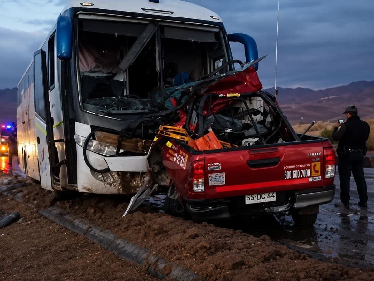 Bus que se dirigía a Bolivia protagoniza grave accidente en Calama: hay un muerto y múltiples heridos