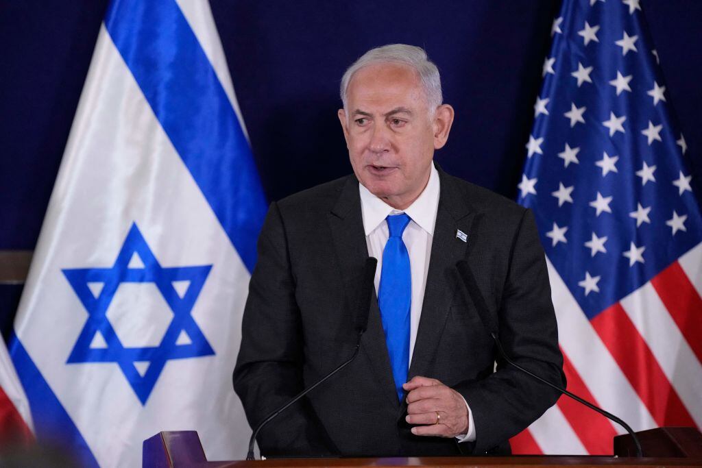 El primer ministro de Israel Benjamin Netanyahu ante los medios en Tel Aviv