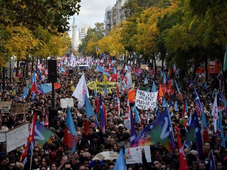 Masiva manifestación contra el gobierno de Francia por la inflación