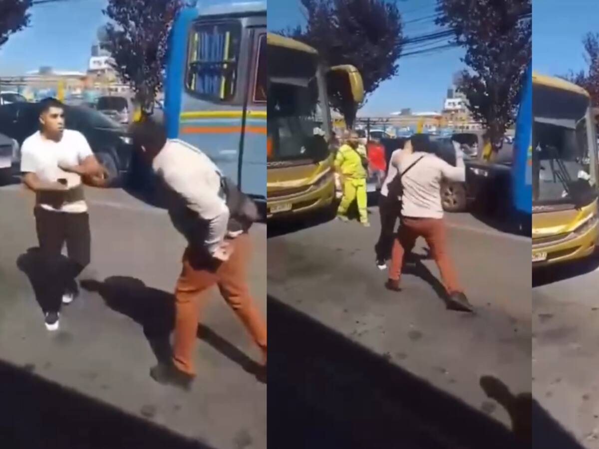 Concepción: dos choferes de buses protagonizan violenta pelea a combos en plena calle