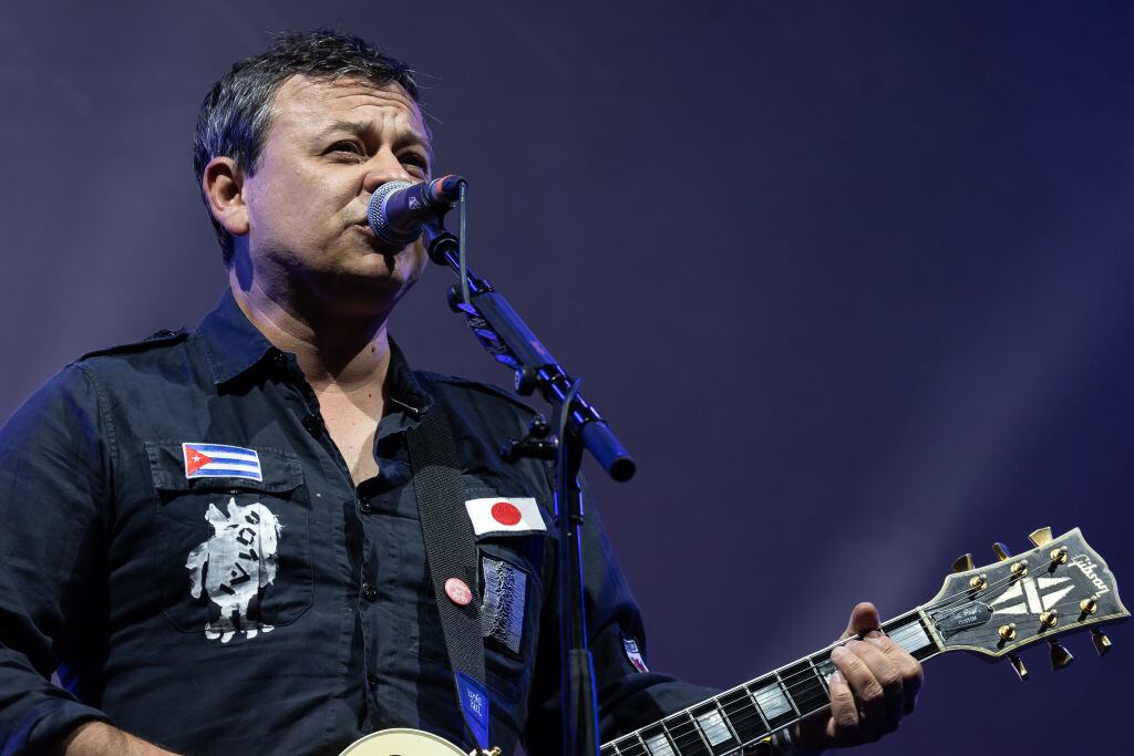 KENDAL, ENGLAND - JULY 27: James Dean Bradfield of Manic Street Preachers performs on main stage during Kendal Calling 2019 at Lowther Deer Park on July 27, 2019 in Kendal, England. (Photo by Carla Speight/Getty Images)