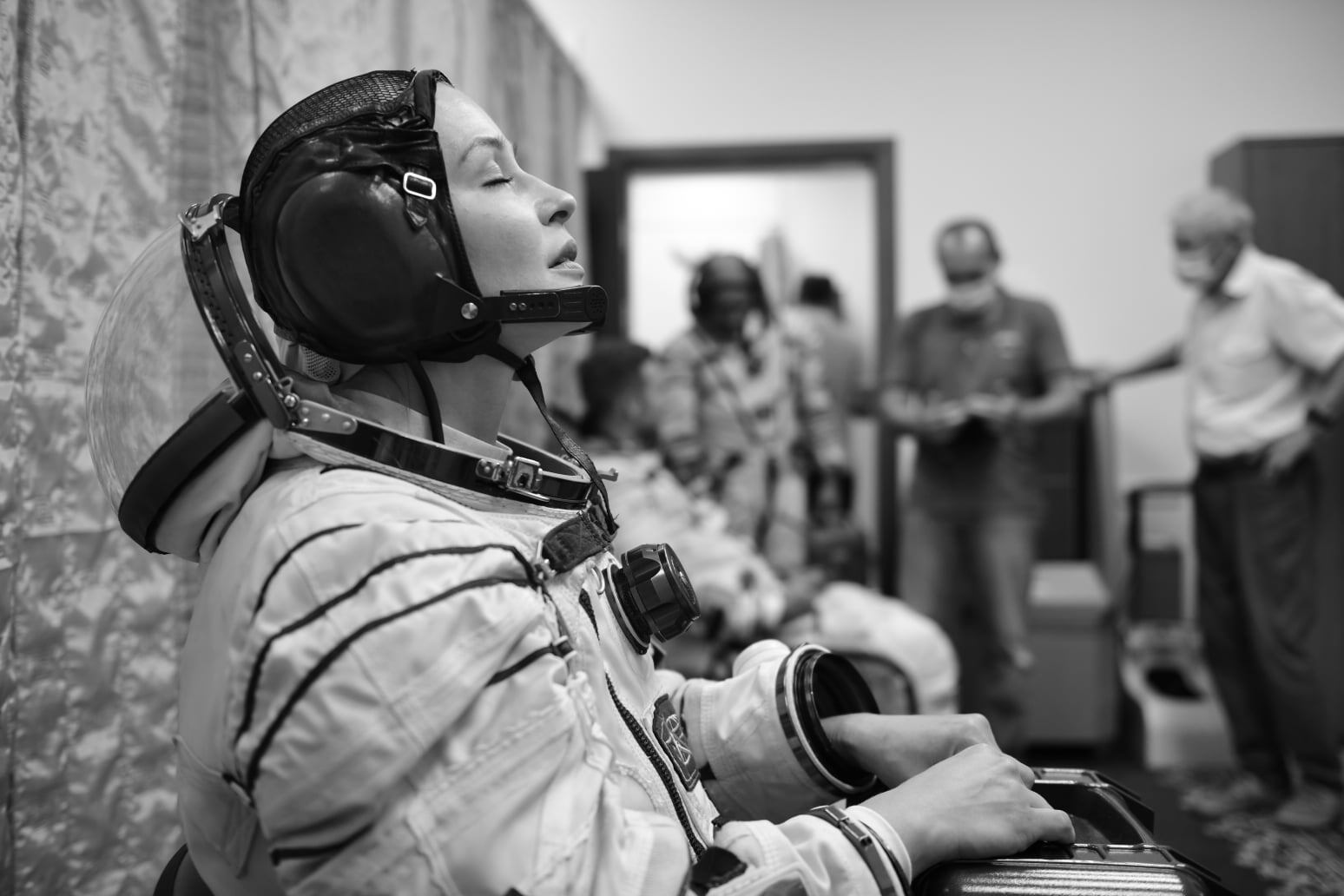 La actriz Yulia Peresild durante sus entrenamientos con la agencia Roscosmos