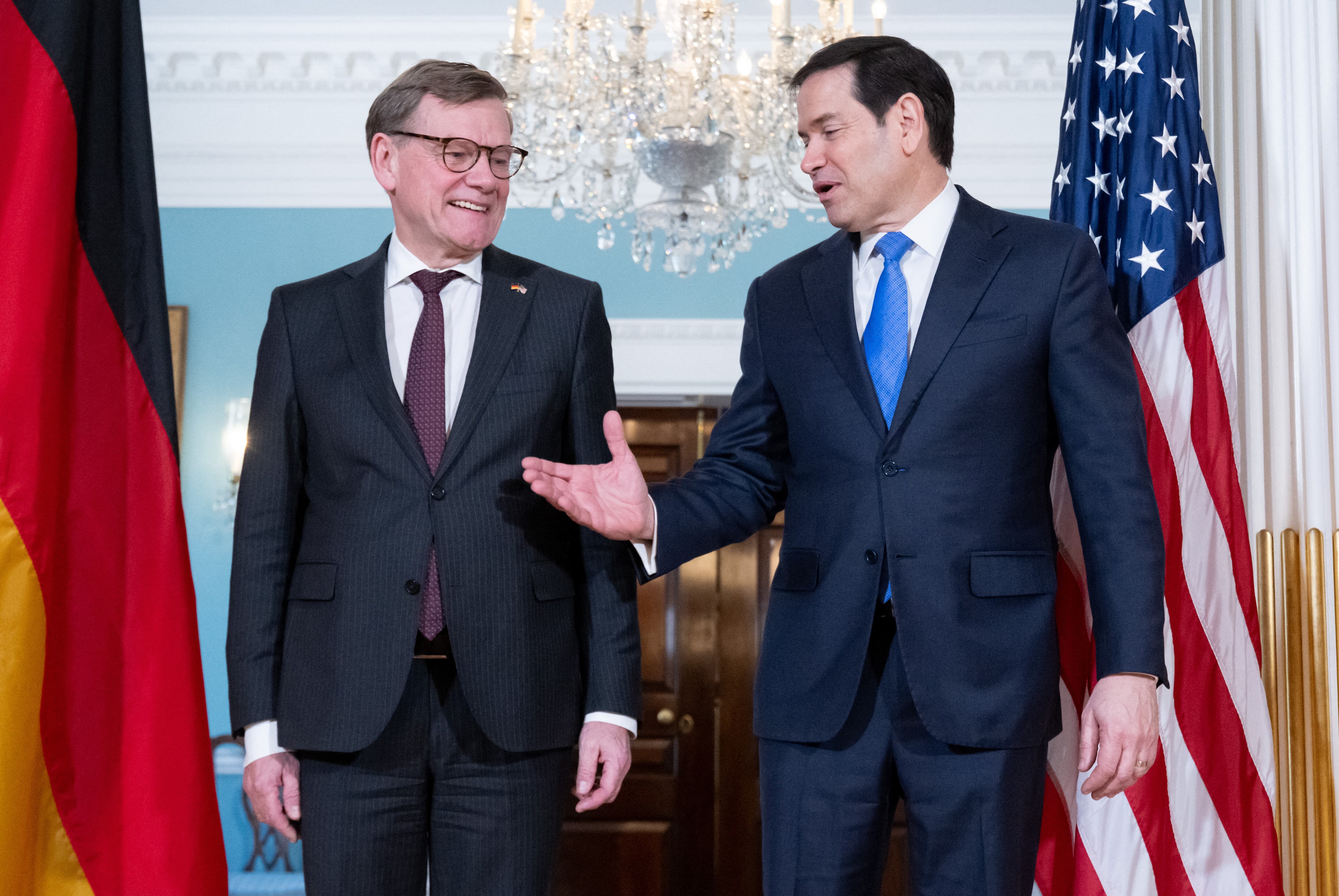 El ministro de Exteriores alemán Johann Wadephul fue recibido en Washington por su homólogo estadounidense Marco Rubio.