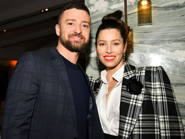 WEST HOLLYWOOD, CALIFORNIA - FEBRUARY 03: (L-R) Justin Timberlake and Jessica Biel pose for portrait at the Premiere of USA Network&#039;s &quot;The Sinner&quot; Season 3 on February 03, 2020 in West Hollywood, California. (Photo by Rodin Eckenroth/Getty Images)