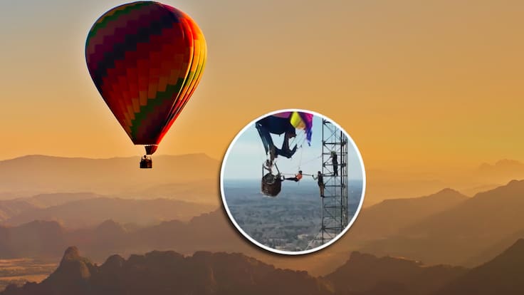 Quedaron colgando a más 275 metros: globo aerostático chocó con torre de telefonía y movilizó un complejo rescate en las alturas