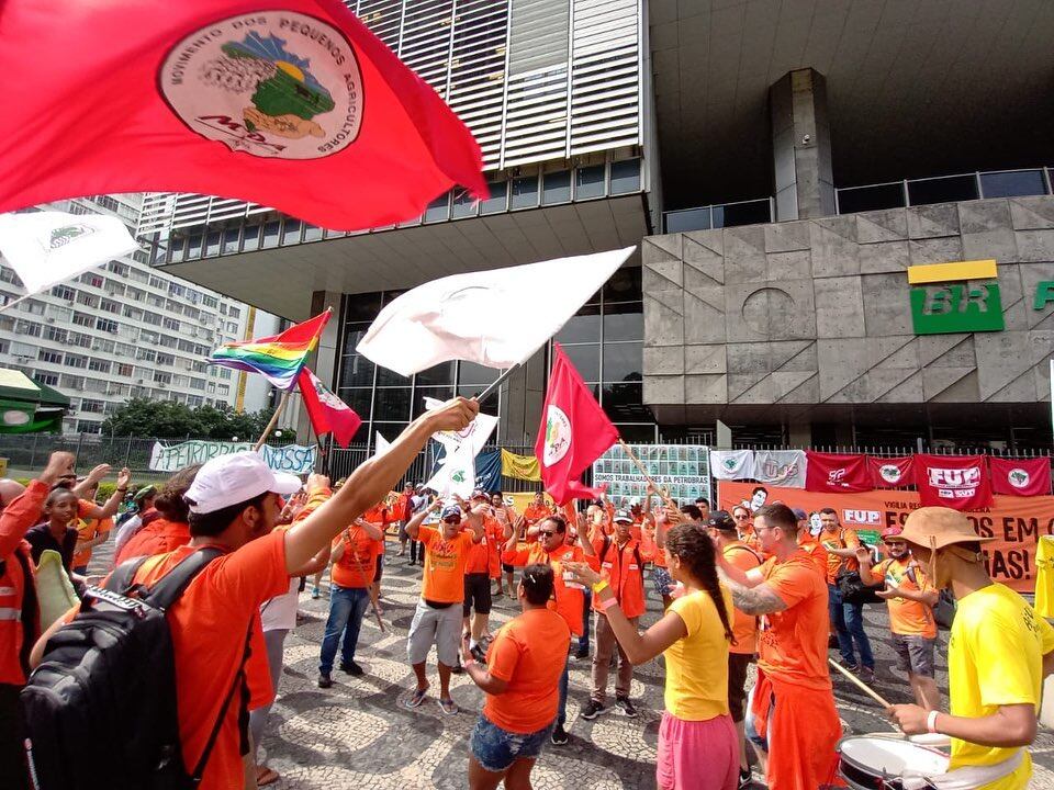 Manifestación de trabajadores petroleros en Río de Janeiro