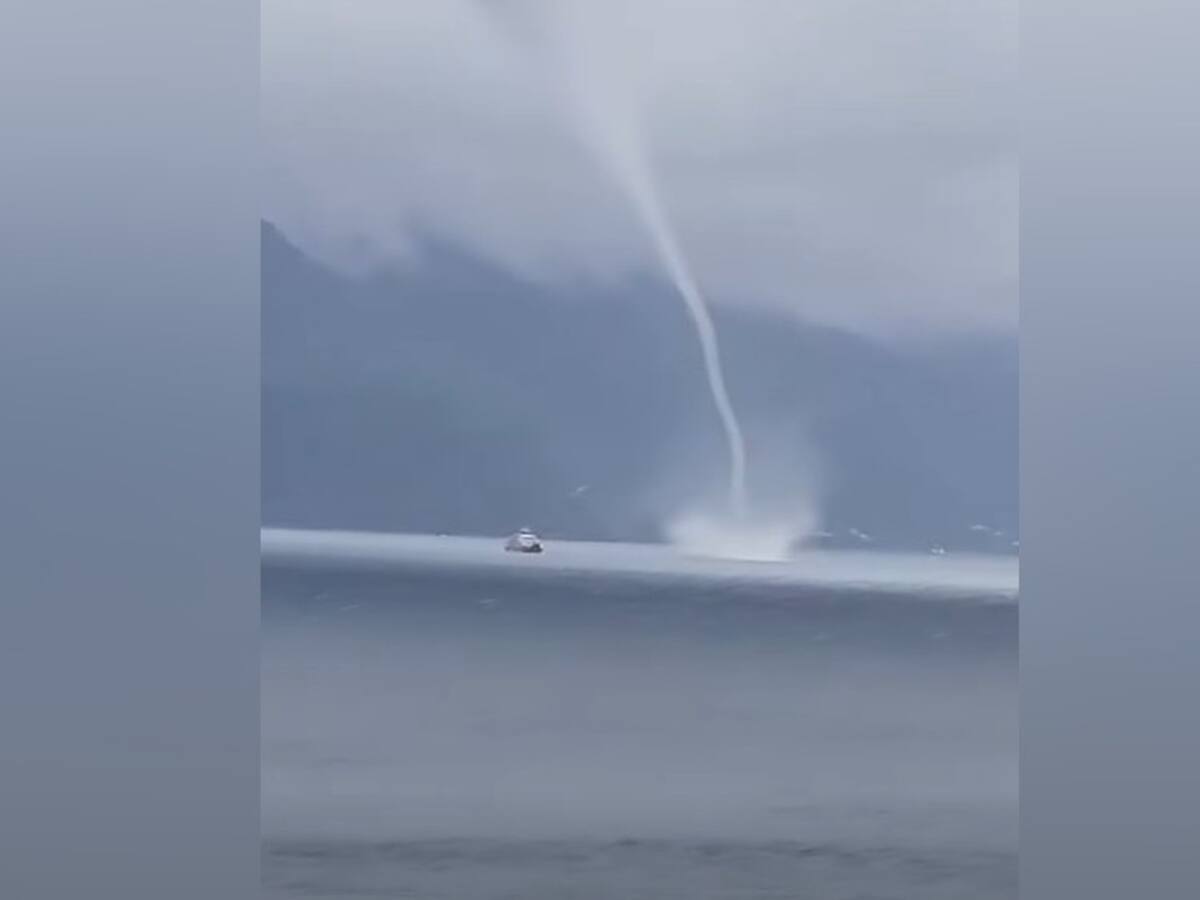 Tromba marina sorprende en estuario de Reloncaví en medio de sistema frontal en Los Lagos
