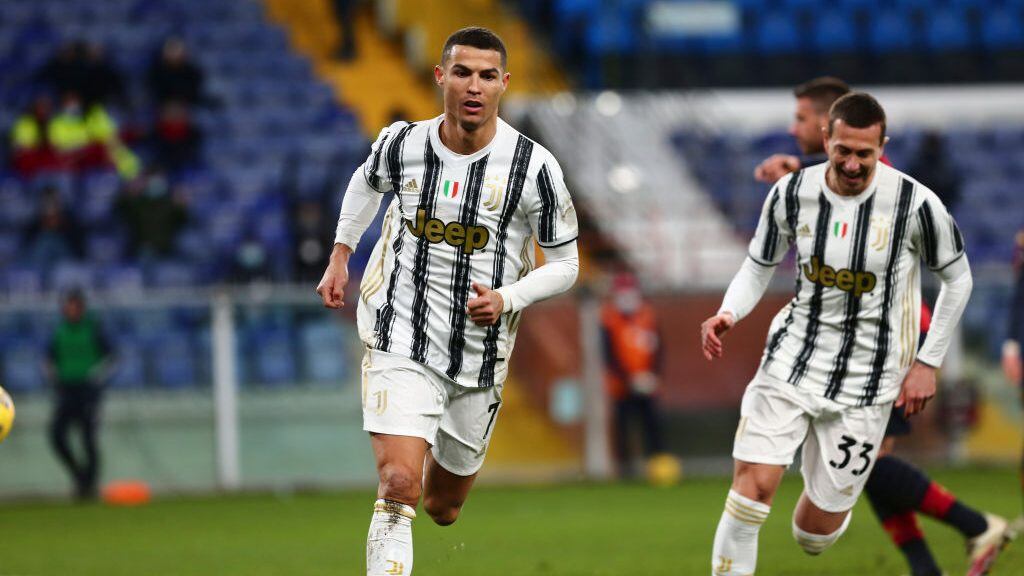 Cristiano Ronaldo of Juventus FC celebrates after scoring the second penalty during the Serie A football match between Genoa CFC and Juventus FC at Luigi Ferraris Stadium on December 13, 2020 in Genoa, Italy.Genoa lost 1-3 over Juventus. (Photo by Massimiliano Ferraro/NurPhoto via Getty Images)