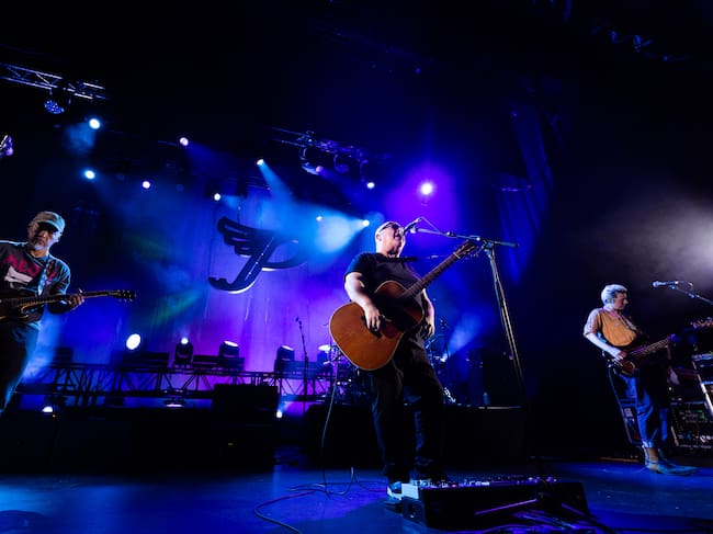 DUBLIN, IRELAND - JUNE 02: (L-R) Joey Santiago, Black Francis and Emma Richardson of Pixies during their performance at The 3Olympia Theatre Dublin on June 02, 2026 in Dublin, Ireland. (Photo by Kieran Frost/Redferns)